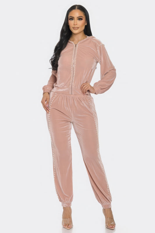 Jogger With Pearls Set - Exotic Bear Boutique
