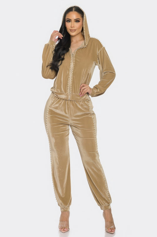 Jogger With Pearls Set - Exotic Bear Boutique