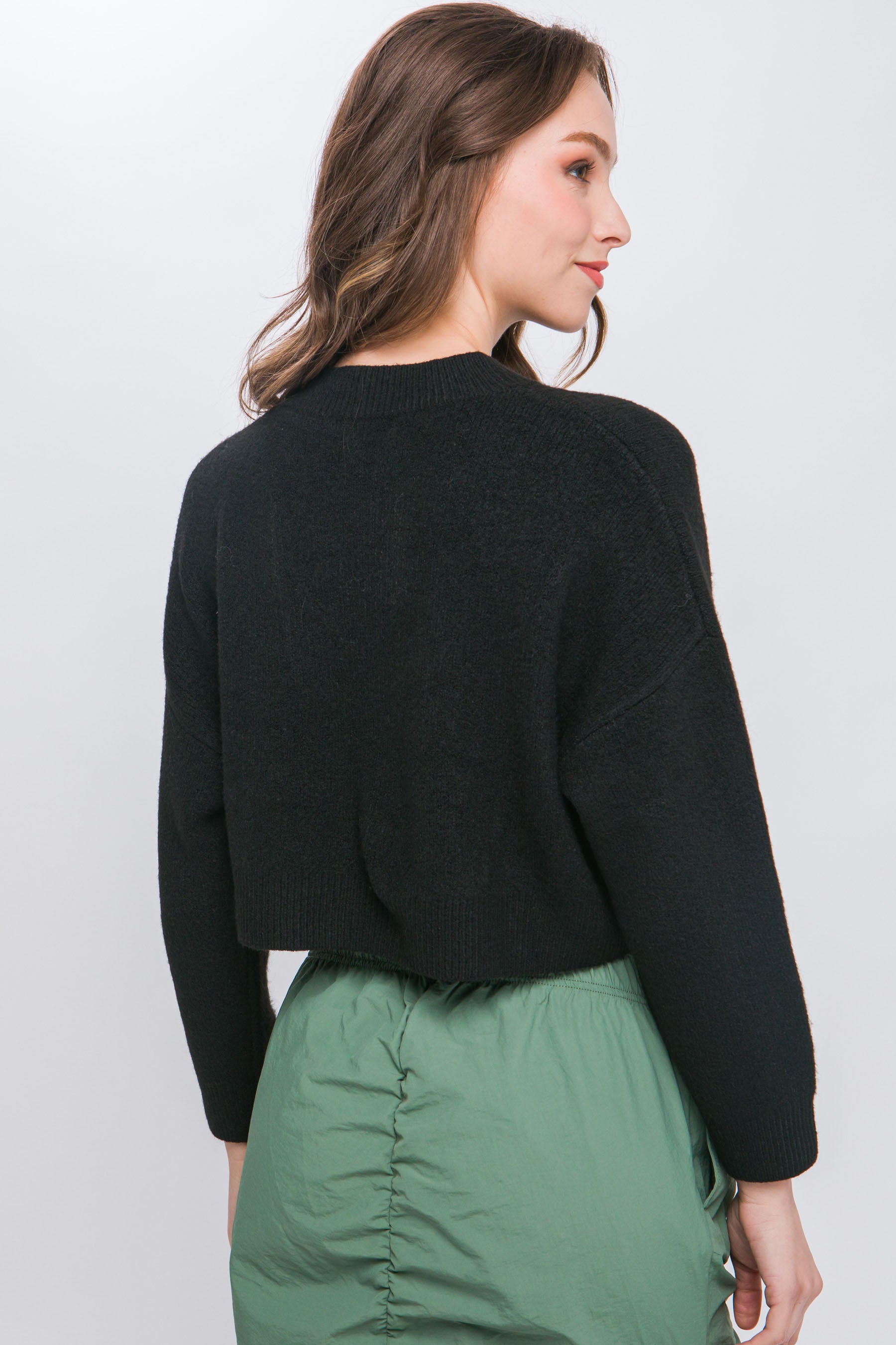 Wool Blend Cropped Sweater Top - Exotic Bear Boutique