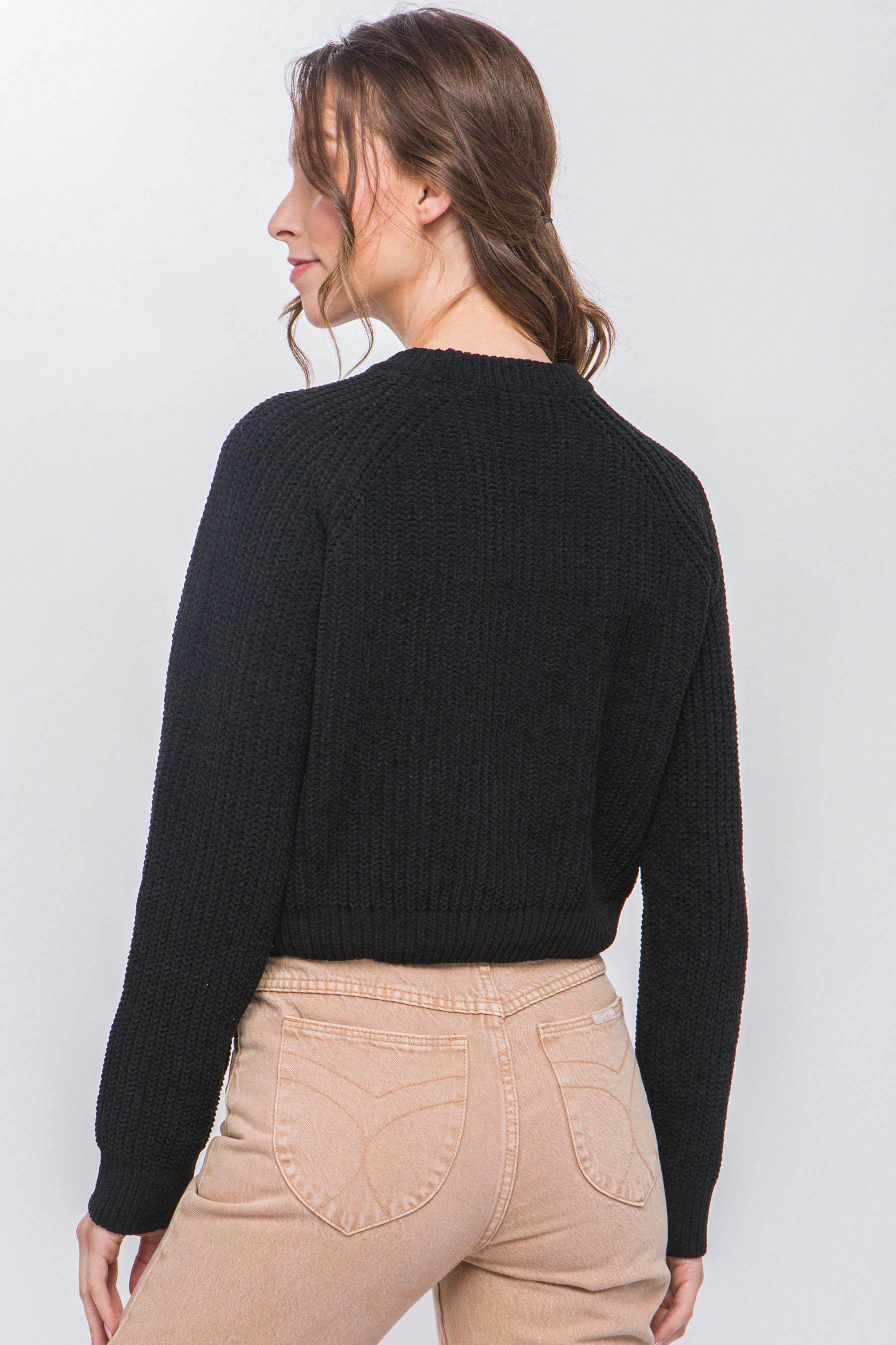 Knit Pullover Sweater With Cold Shoulder Detail - Exotic Bear Boutique