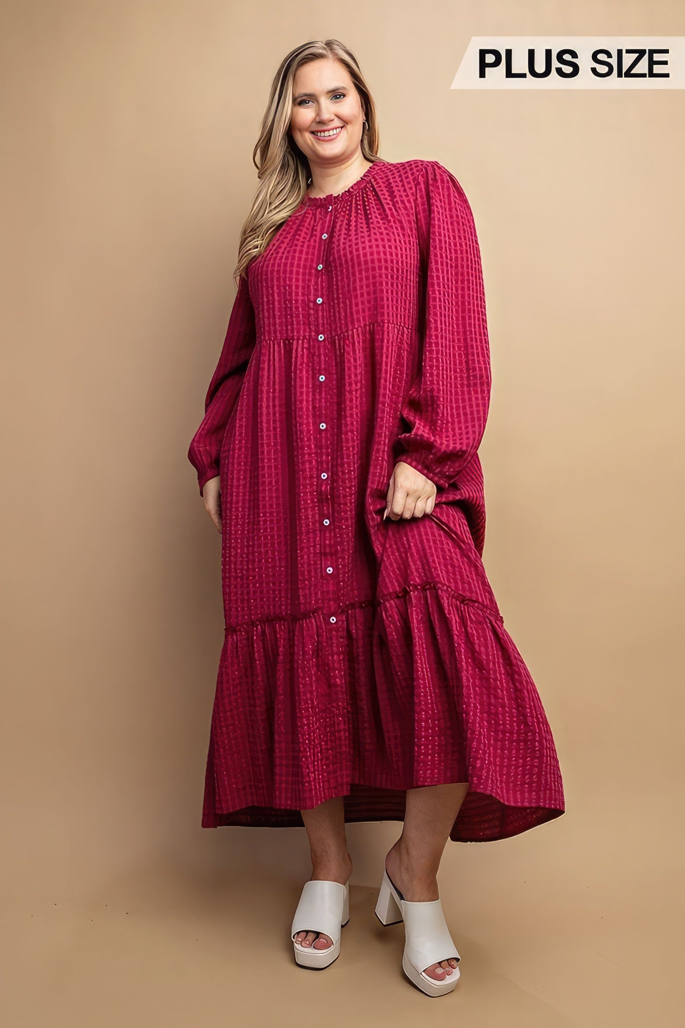 Plaid Button Down Hi - Low Hem Maxi Dress - Exotic Bear Boutique