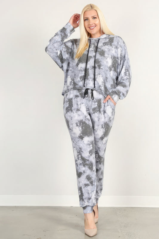 Tie Dye Print Pullover Hoodie And Sweatpants - Exotic Bear Boutique