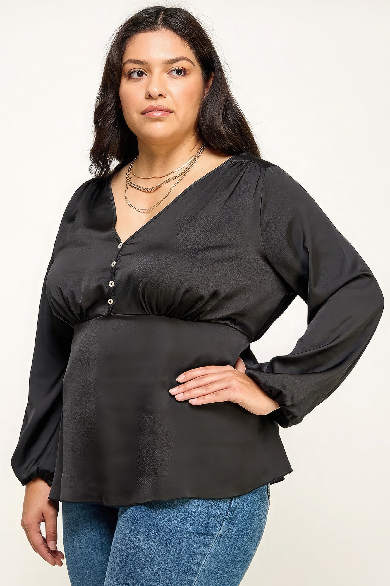 Satin Babydoll Blouse - Exotic Bear Boutique