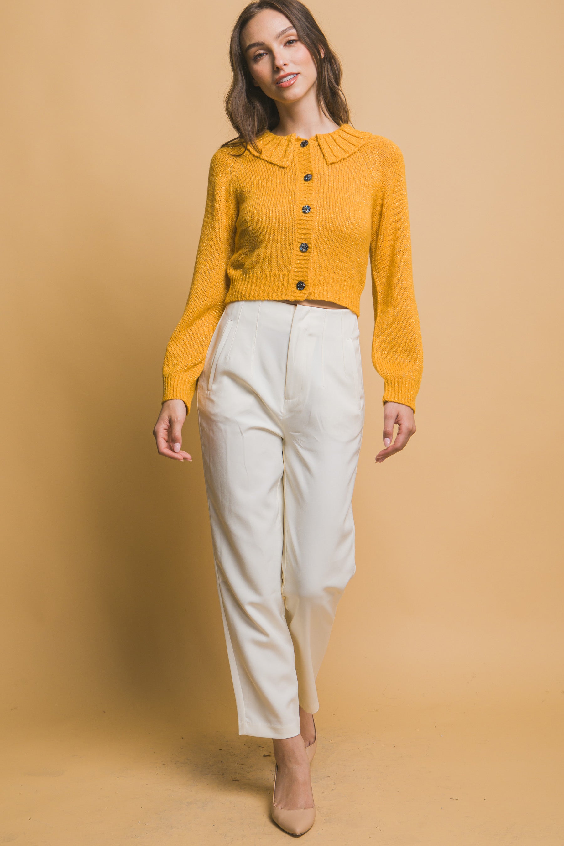 Short collard sweater - Exotic Bear Boutique