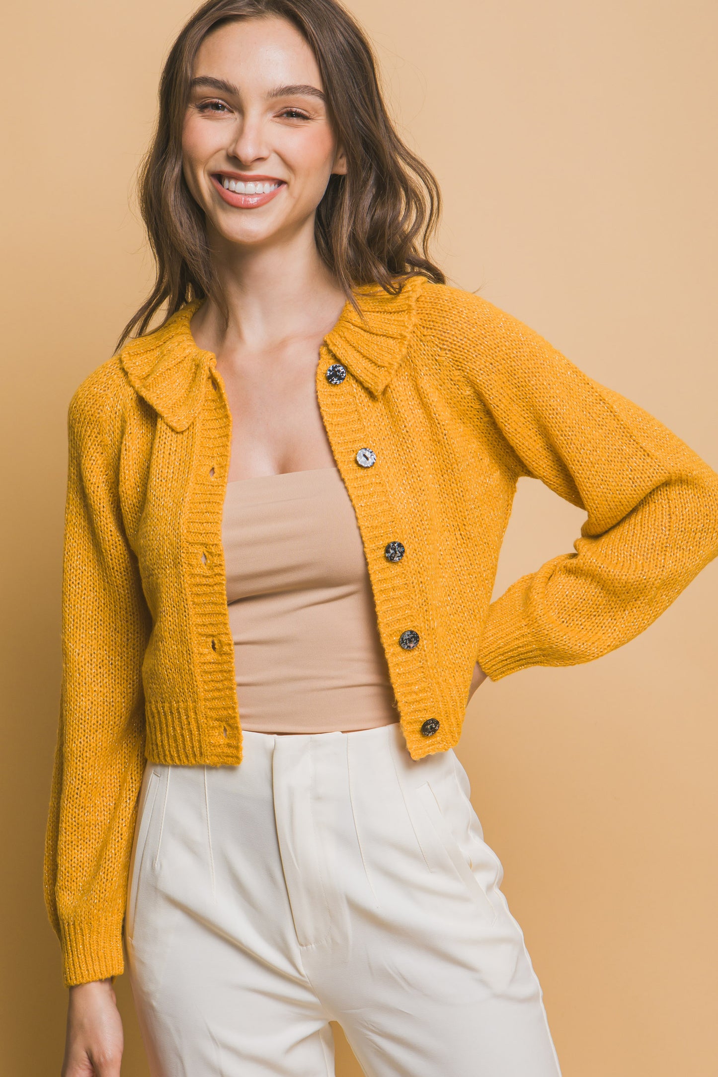 Short collard sweater - Exotic Bear Boutique