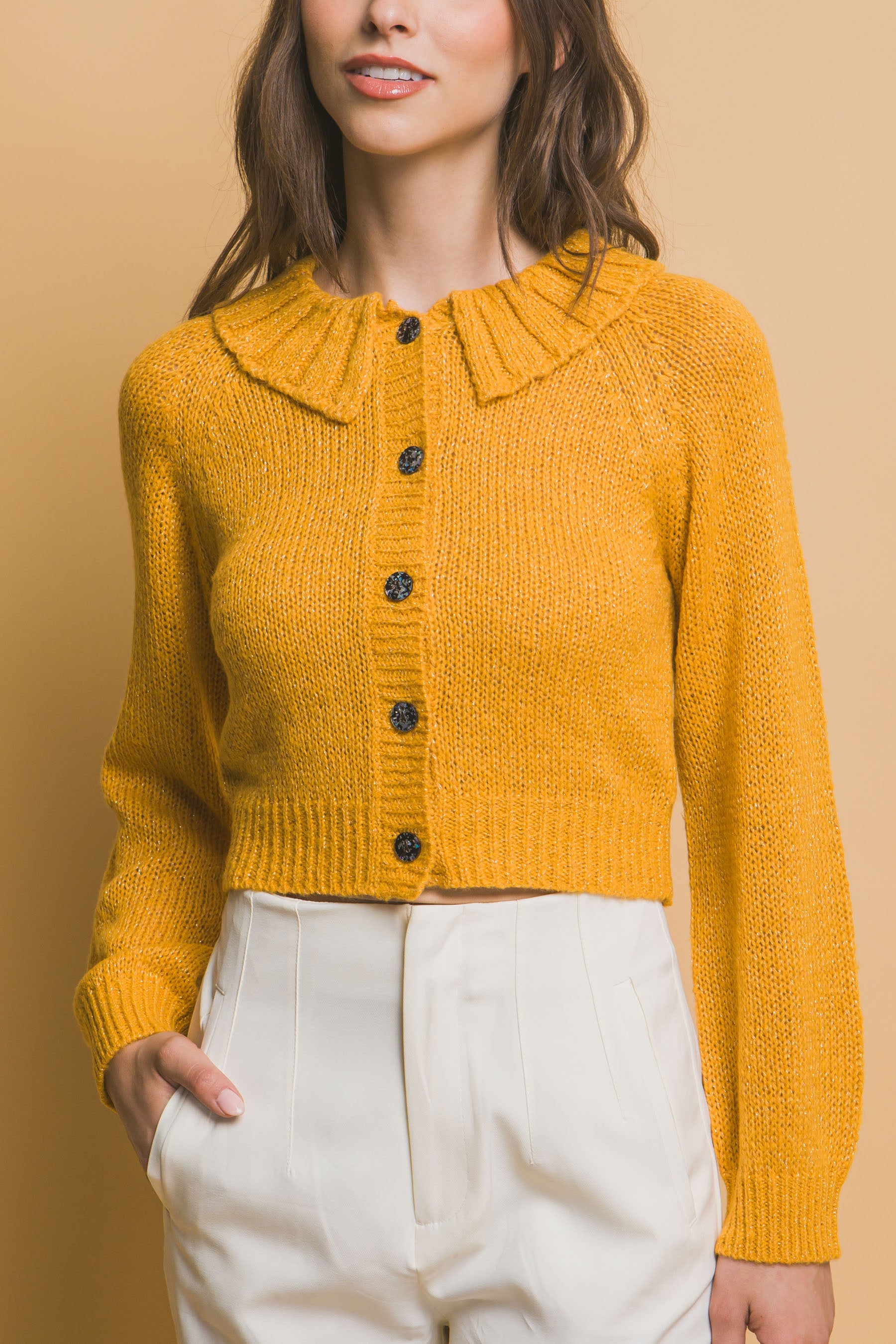 Short collard sweater - Exotic Bear Boutique