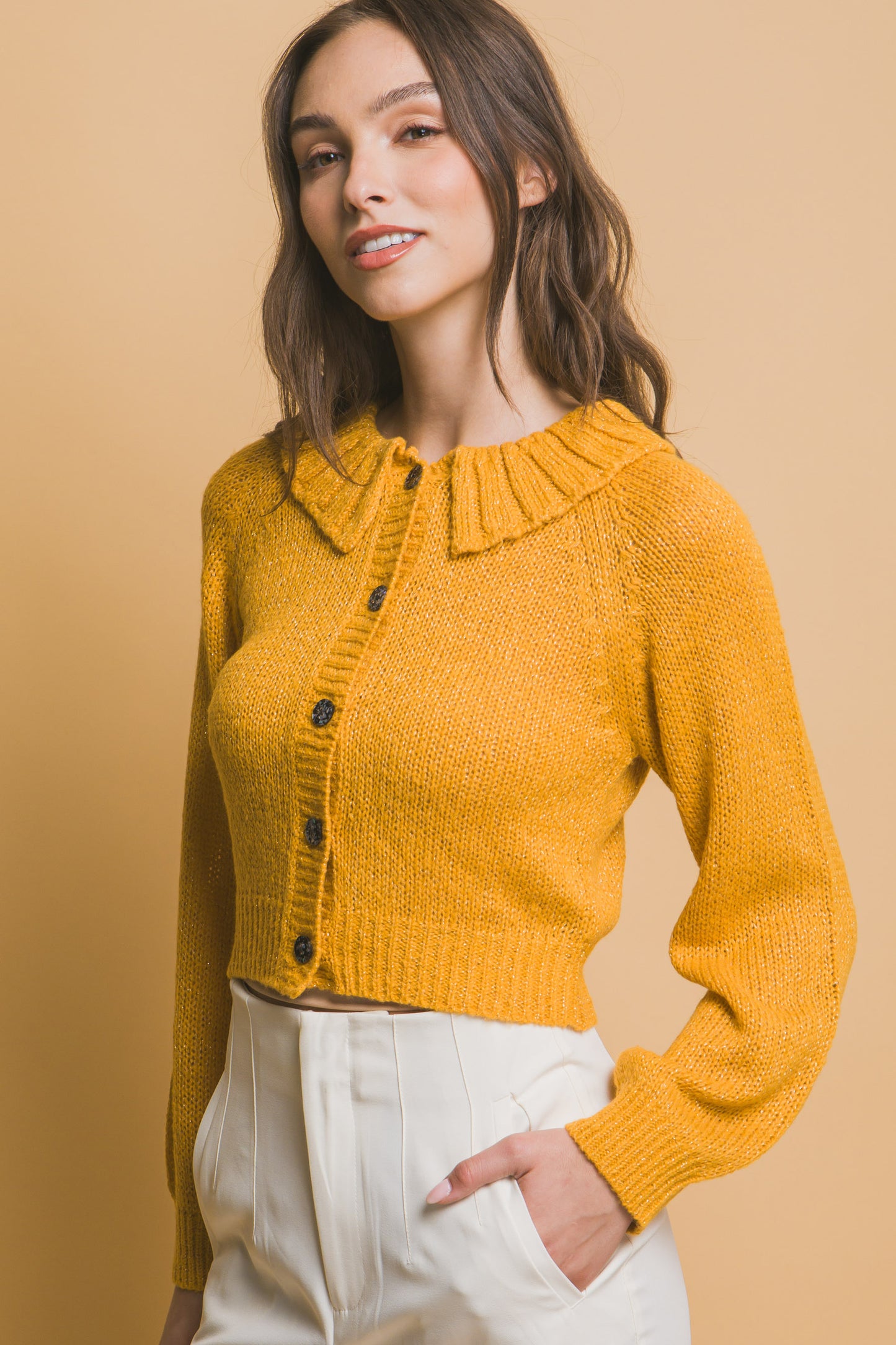 Short collard sweater - Exotic Bear Boutique