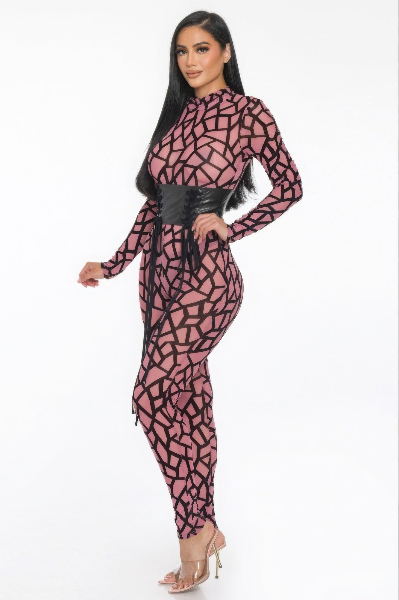 Geometric Printed Jersey Jumpsuit - Exotic Bear Boutique