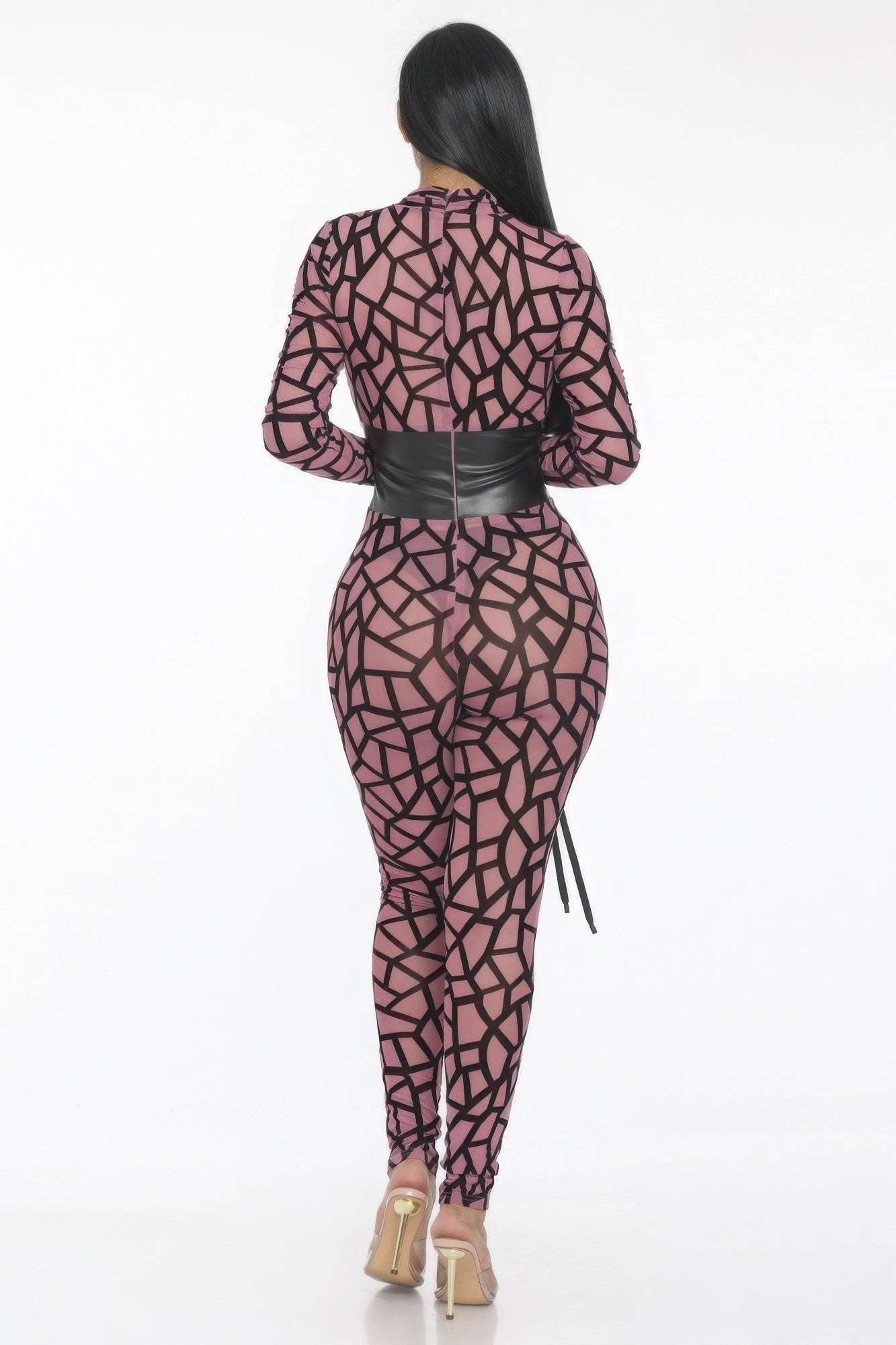 Geometric Printed Jersey Jumpsuit - Exotic Bear Boutique