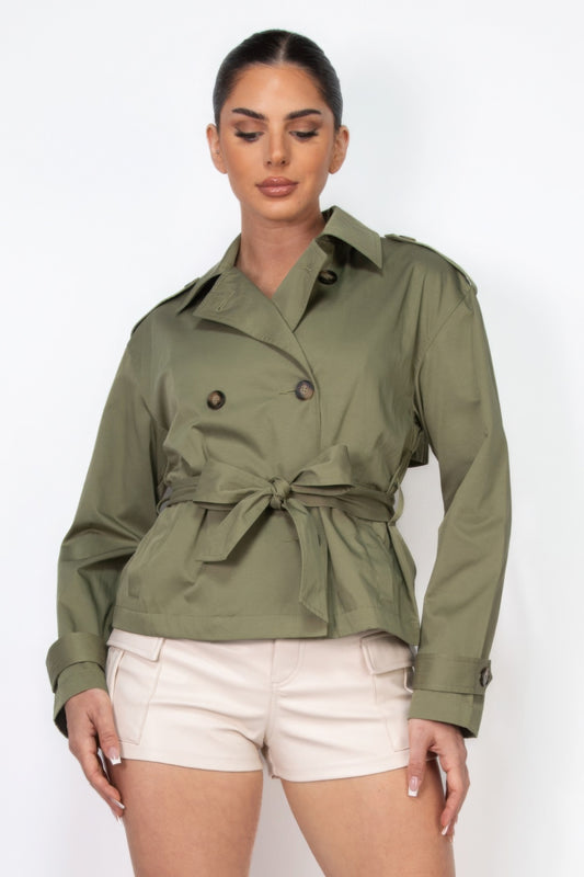 Double-breasted Waist-tie Trench Coat - Exotic Bear Boutique