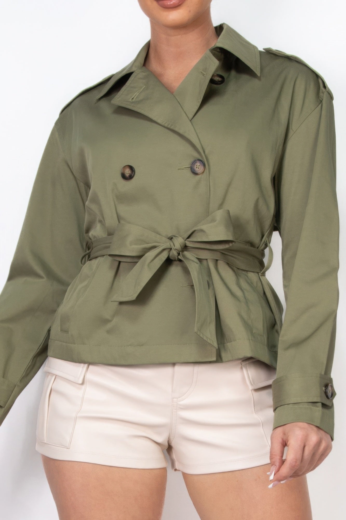 Double-breasted Waist-tie Trench Coat - Exotic Bear Boutique