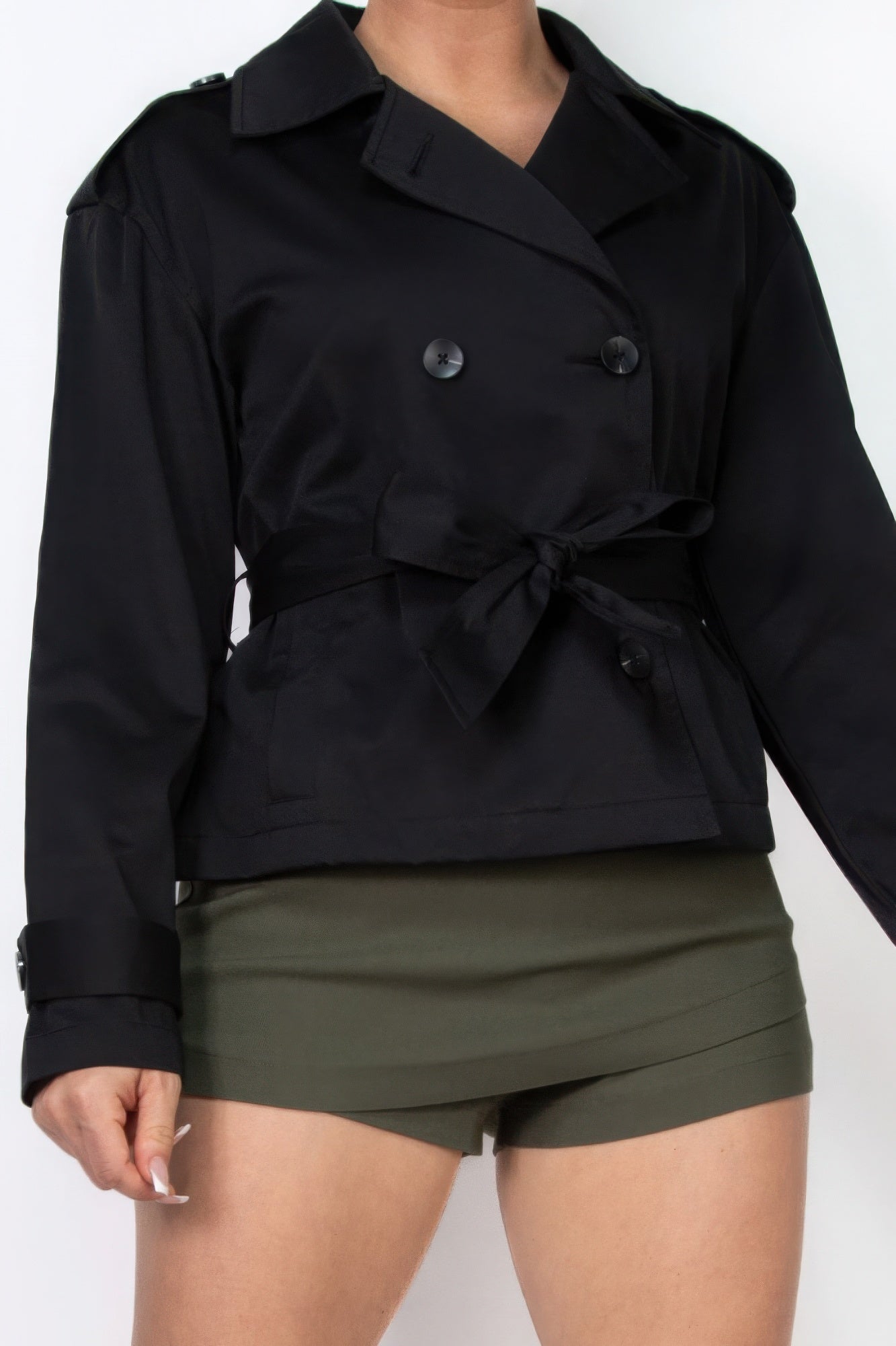 Double-breasted Waist-tie Trench Coat - Exotic Bear Boutique