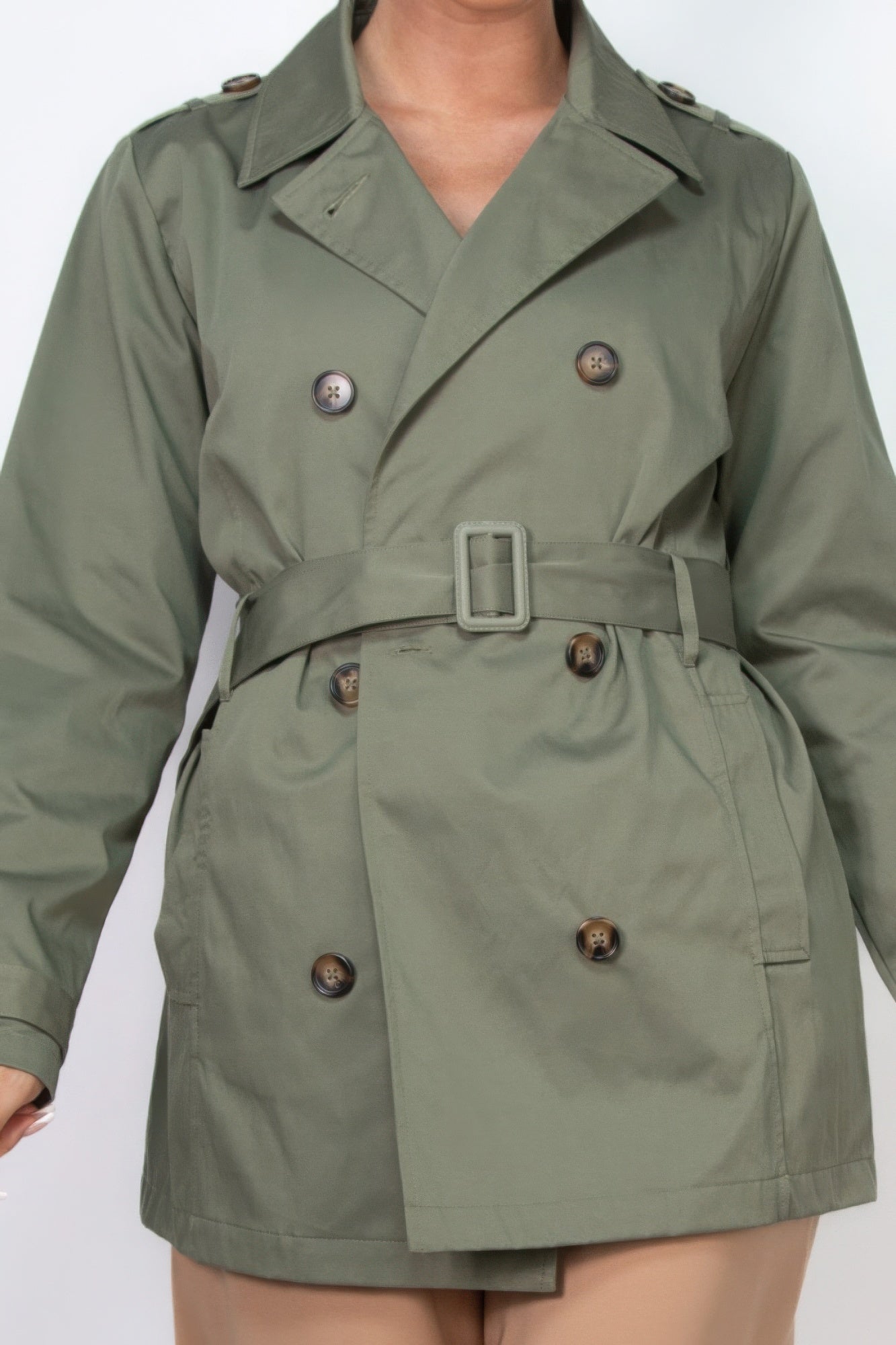 Double-breasted Notch Belted Coat - Exotic Bear Boutique
