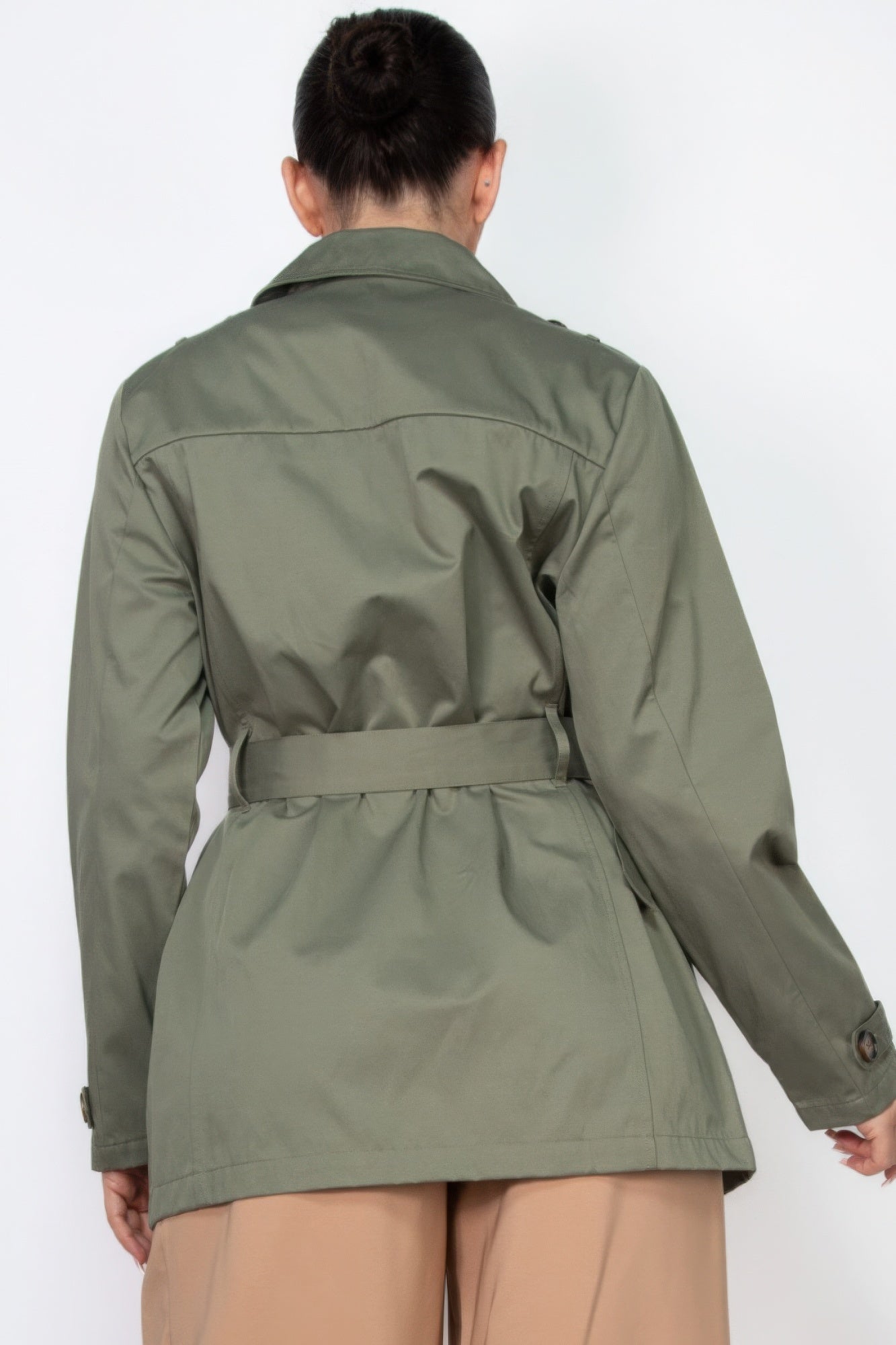 Double-breasted Notch Belted Coat - Exotic Bear Boutique