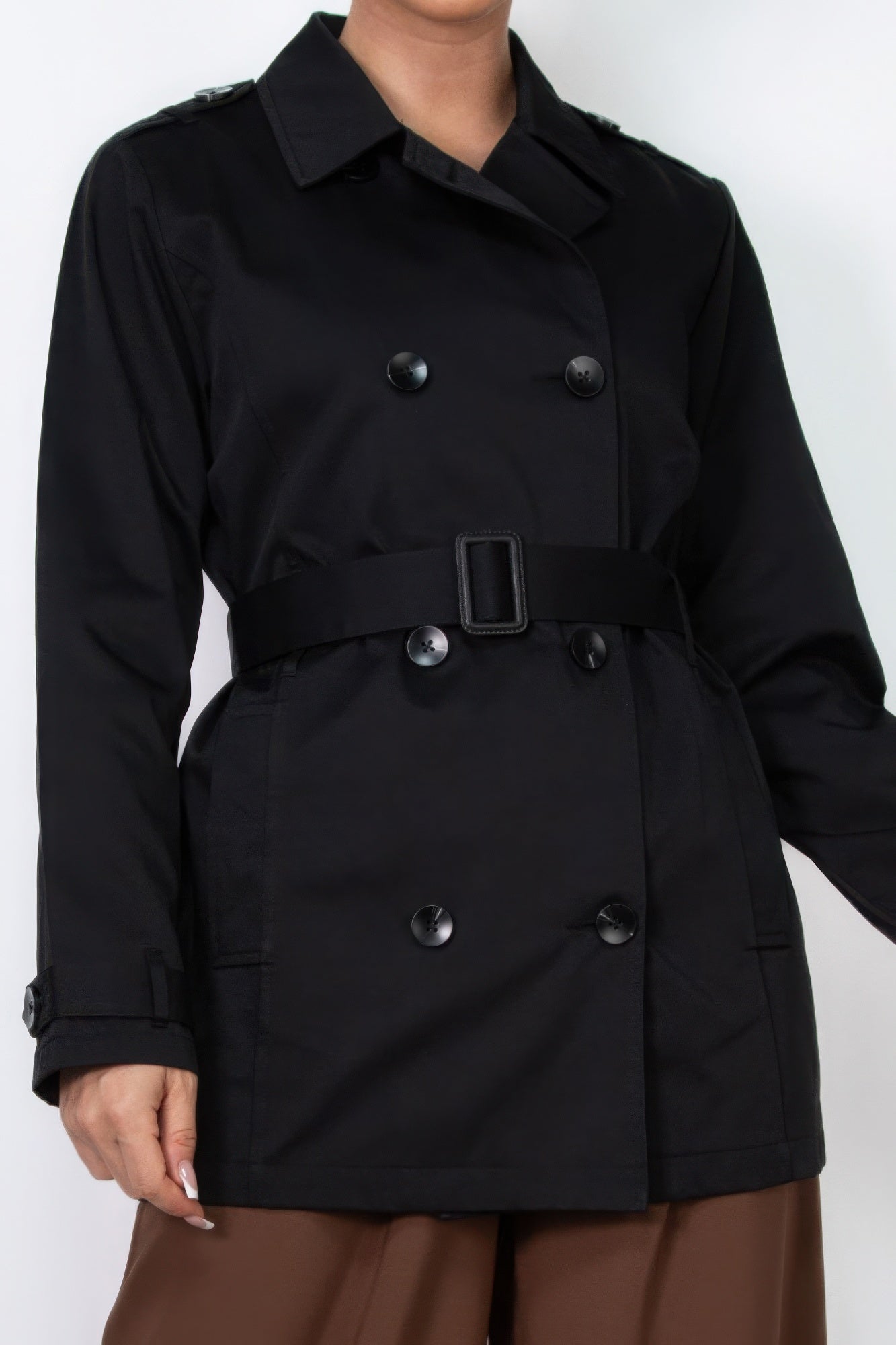 Double-breasted Notch Belted Coat - Exotic Bear Boutique