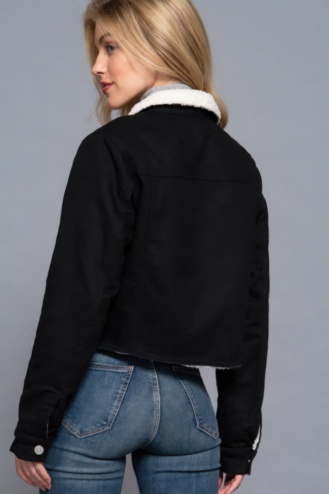 Button Closure Sherpa-lined Twill Jacket - Exotic Bear Boutique