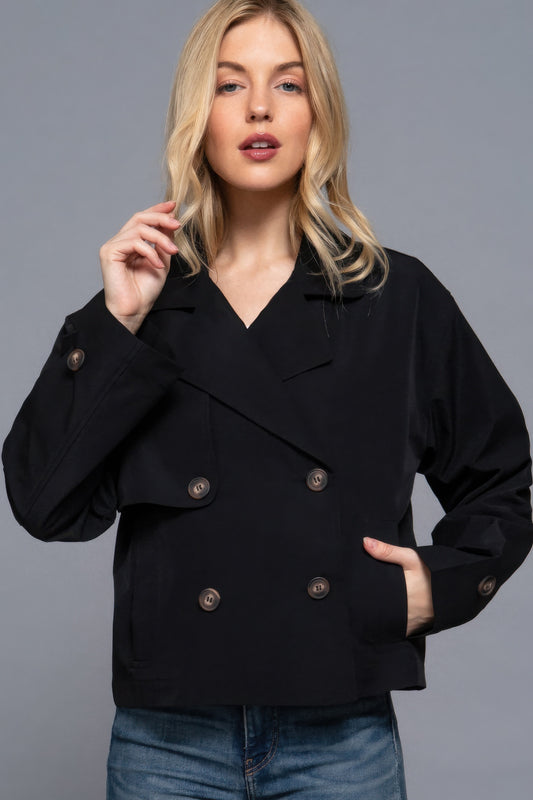 Double Breasted Short Trench Jacket - Exotic Bear Boutique