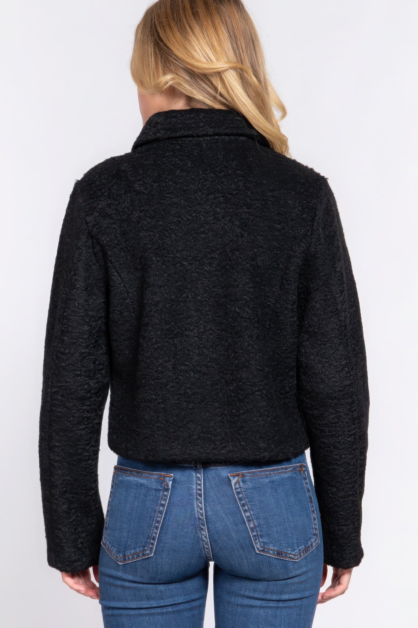 Long Slv Teddy Fleece Short Jacket - Exotic Bear Boutique