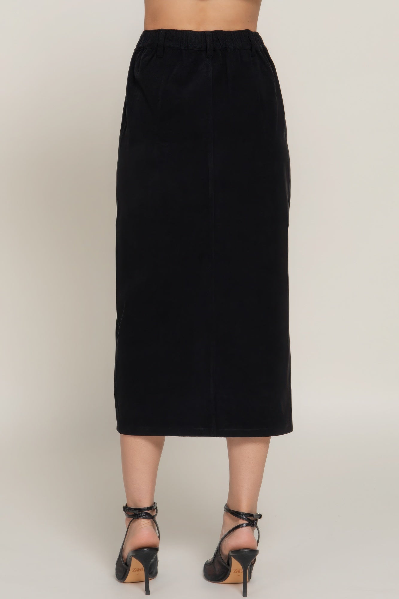 Front Open Slit Corduroy Midi Skirt - Exotic Bear Boutique
