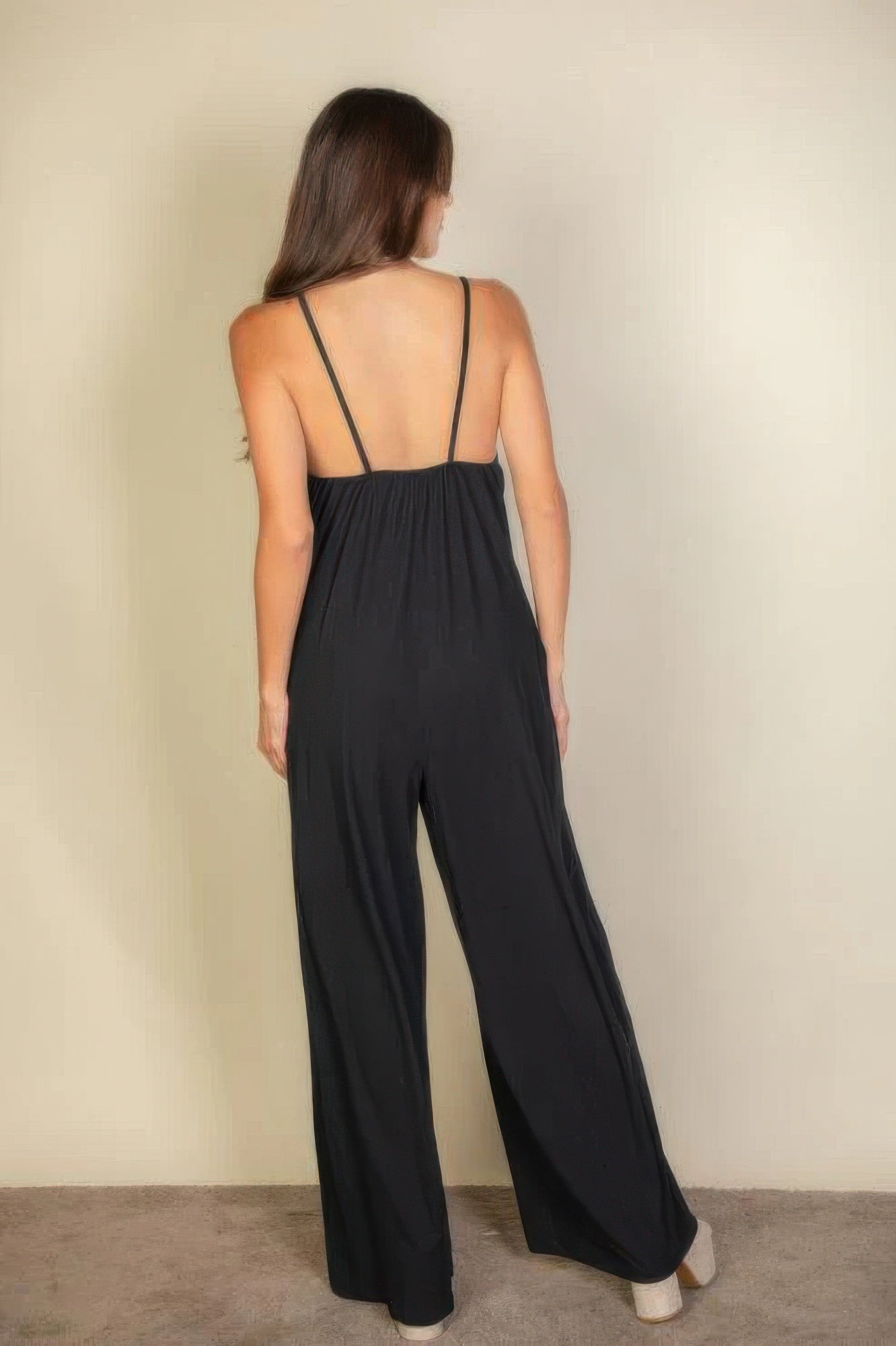 Spaghetti Strap Solid Wide Jumpsuit - Exotic Bear Boutique