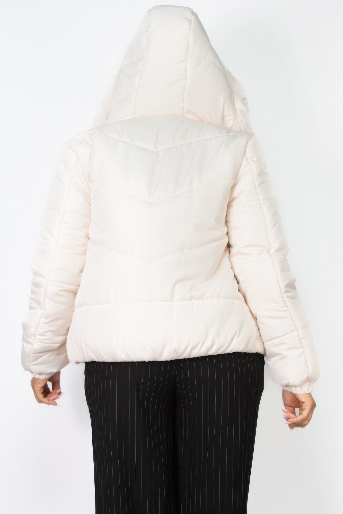 Insulated Zip-up Faux Fur Hooded Jacket - Exotic Bear Boutique