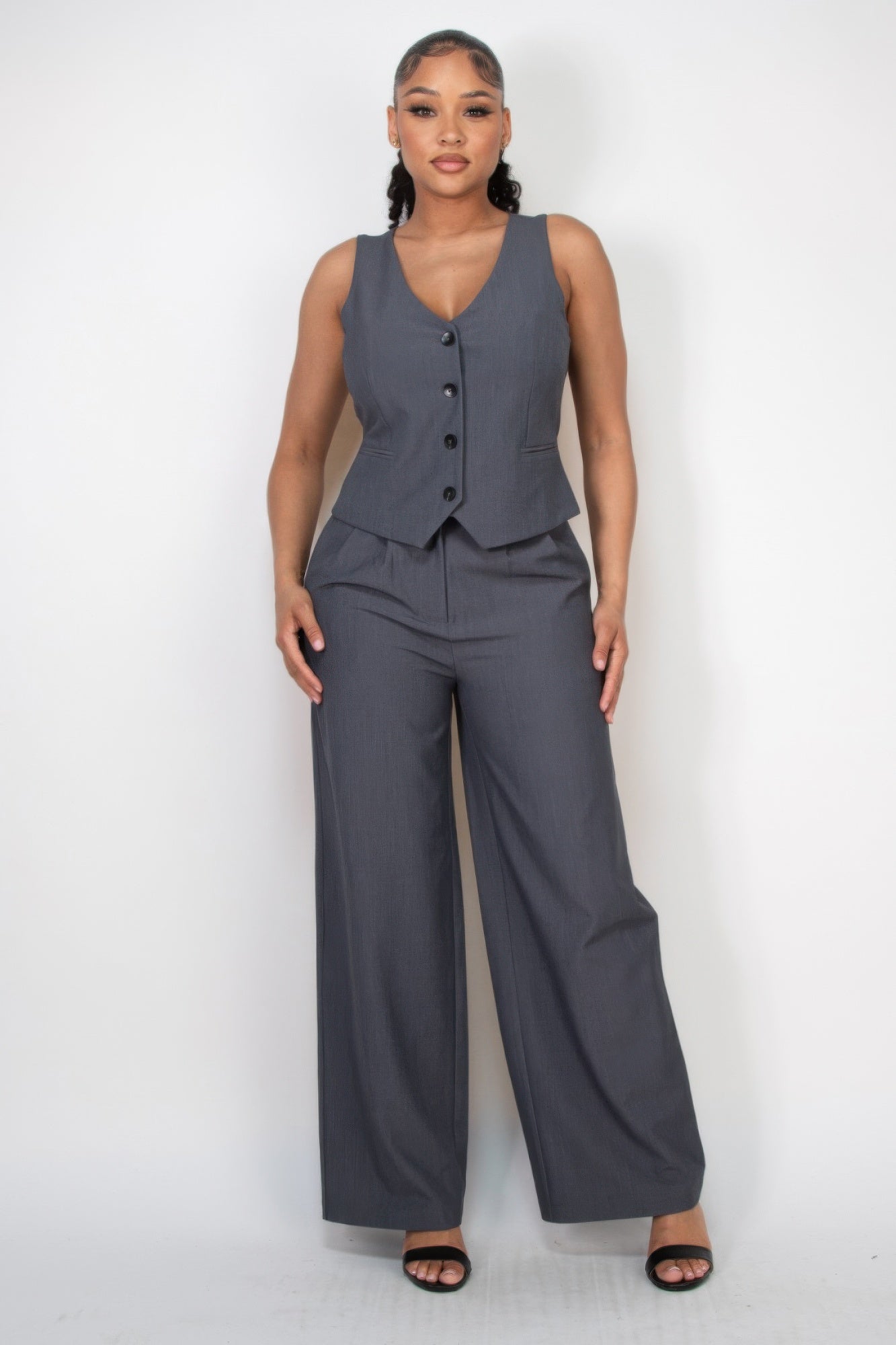 Pleated Double Waistband Pants - Exotic Bear Boutique