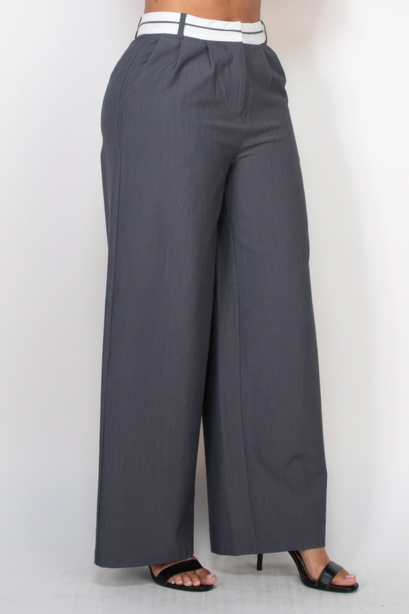 Pleated Double Waistband Pants - Exotic Bear Boutique