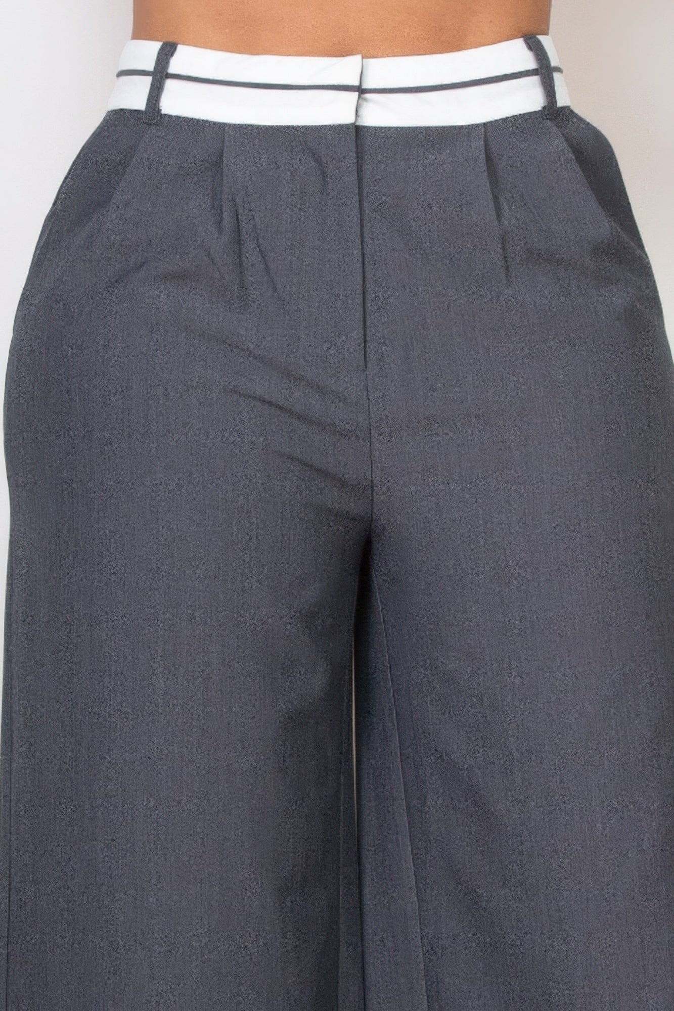 Pleated Double Waistband Pants - Exotic Bear Boutique