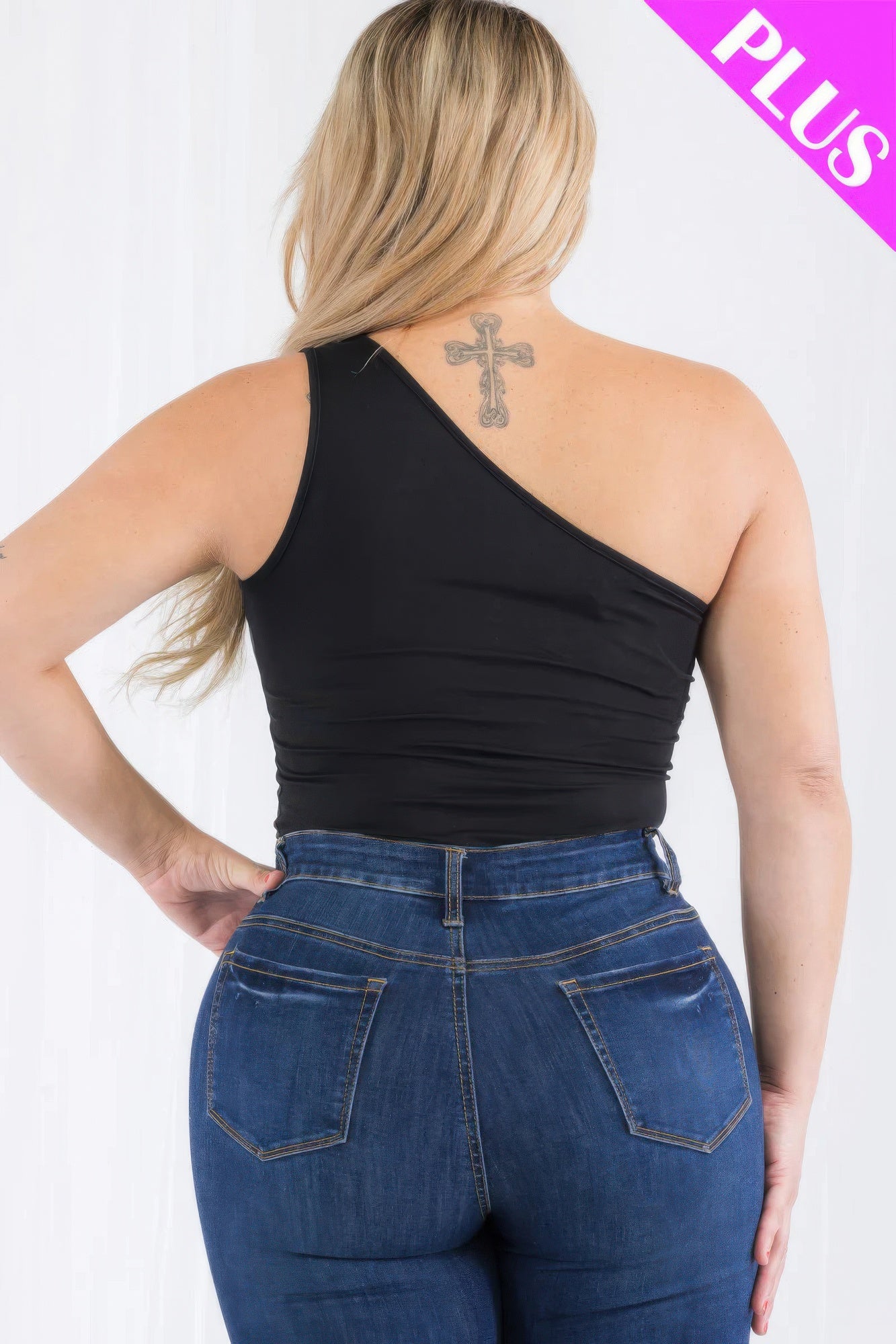 Plus size one shoulder solid casual bodysuit - Exotic Bear Boutique