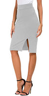 Urban CoCo Women's Elastic Waist Side Slit Hem Bodycon Pencil Skirt (S, Light Grey)