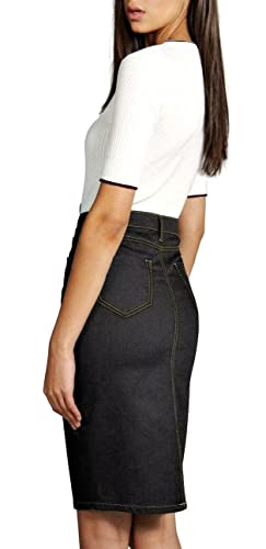 Lexi Womens Super Comfy Stretch Denim Skirt, Black, 6