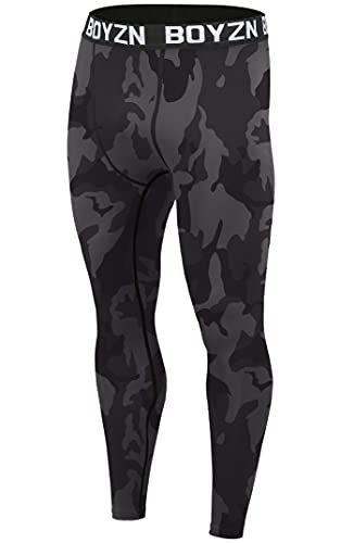 Men's Pack of 1 Sports Compression Pants Cool Dry Athletic Base Layer Tights Workout Running Legging Camo Black L