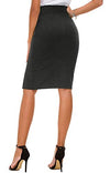 Urban CoCo Women's Elastic Waist Side Slit Hem Bodycon Pencil Skirt (S, Dark Grey)