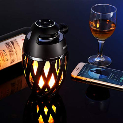 DIKAOU Led Flame Speaker, Torch Atmosphere Bluetooth Speakers&Outdoor Portable Stereo Speaker with HD Audio and Enhanced Bass,LED flickers Warm Yellow Lights BT4.2 for iPhone/iPad/Android - E