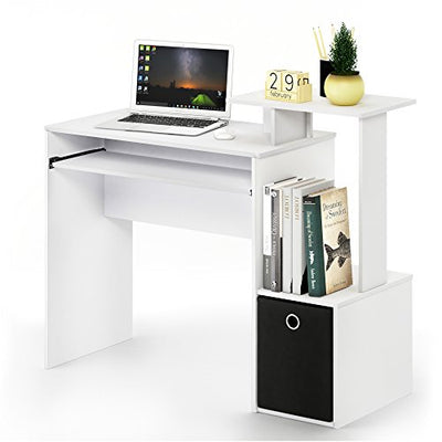Furinno 12095WH/BK Econ Home Computer Desk with Shelves, White/Black - Exotic Bear LifeStyle Trends Boutique