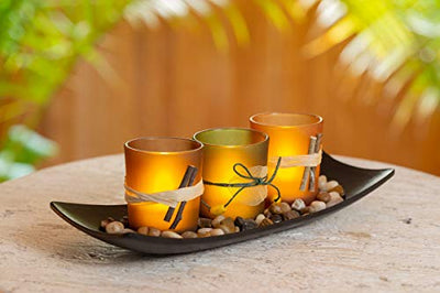 Dawhud Direct Natural Candlescape Set, 3 Decorative Candle Holders, Rocks and Tray - Exotic Bear LifeStyle