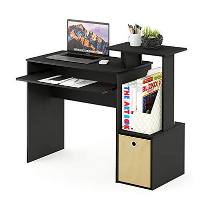 Furinno 12095BK/BR Econ Multipurpose Home Office Computer Writing Desk with Bin, Black/Brown - Exotic Bear LifeStyle Trends Boutique