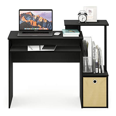 Furinno 12095BK/BR Econ Multipurpose Home Office Computer Writing Desk with Bin, Black/Brown - Exotic Bear LifeStyle Trends Boutique