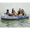 Intex Excursion 4, 4-Person Inflatable Boat Set with Aluminum Oars and High Output Air Pump (Latest Model)