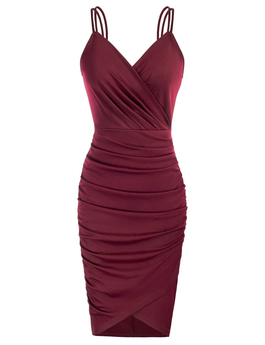 GRACE KARIN Women's Club Night Out Dresses Sexy Cocktail Party Bodycon Dress Wine Red S