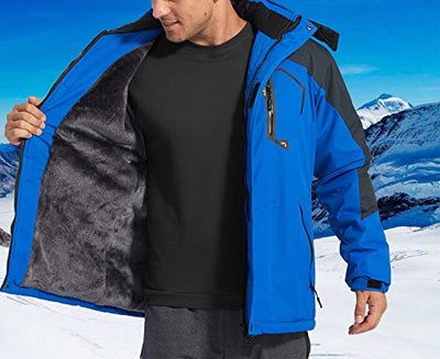 FAB07Z1R94YSNOIE Men's Snow Jackets Winter Fleece Thermal Moutain Rain Coats with Zipper Pockets Khaki - Exotic Bear LifeStyle Trends Boutique