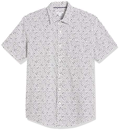 Amazon Essentials Men's Regular-fit Short-Sleeve Print Shirt, White/Navy Micro Geo, Medium - Exotic Bear LifeStyle