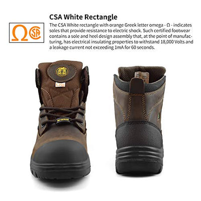 Tiger Men's Safety Steel Toe Waterproof CSA Approved Lightweight 6" Leather Work Boots - Exotic Bear LifeStyle
