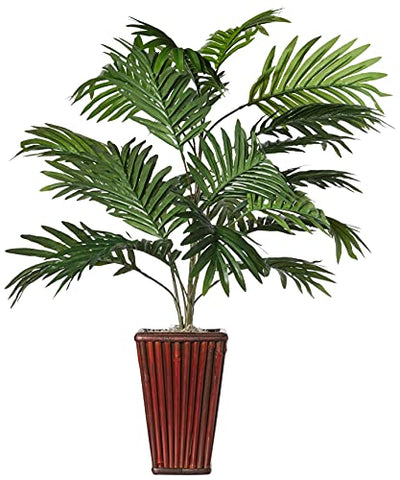 Nearly Natural 6675 Areca Palm with Bamboo Vase Decorative Silk Plant, Green - Exotic Bear LifeStyle