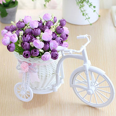 UHBGT Plant Stand, Simulation Bicycle Basket Furnishing Floats Decorative Mini Garden with Artificial Flower for Home Office Wedding Decor Purple - Exotic Bear LifeStyle