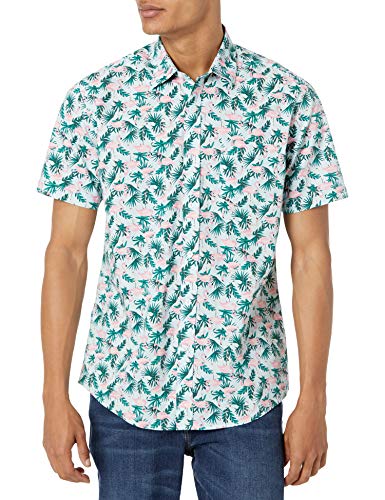 Amazon Essentials Men's Regular-fit Short-Sleeve Print Shirt, Flamingo, Medium - Exotic Bear LifeStyle