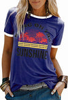 Tomteamell Womens Bring ON The Sunshine Graphic Tees Letter Casual T-Shirt S Blue - Exotic Bear LifeStyle