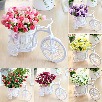 UHBGT Plant Stand, Simulation Bicycle Basket Furnishing Floats Decorative Mini Garden with Artificial Flower for Home Office Wedding Decor Purple - Exotic Bear LifeStyle