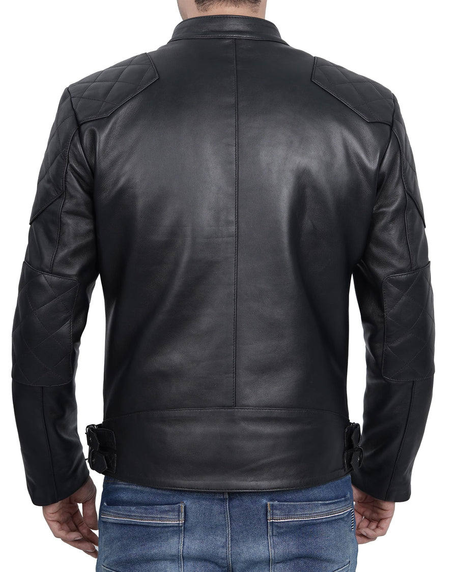 Real Leather Jackets Mens - Real Lambskin Mens Leather Jacket | [1101853] Black David, M